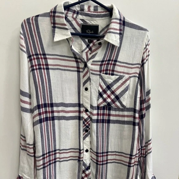 Rails Button Up Shirt-Women's Size XS (Red/White/Blue) - Picture 1 of 5